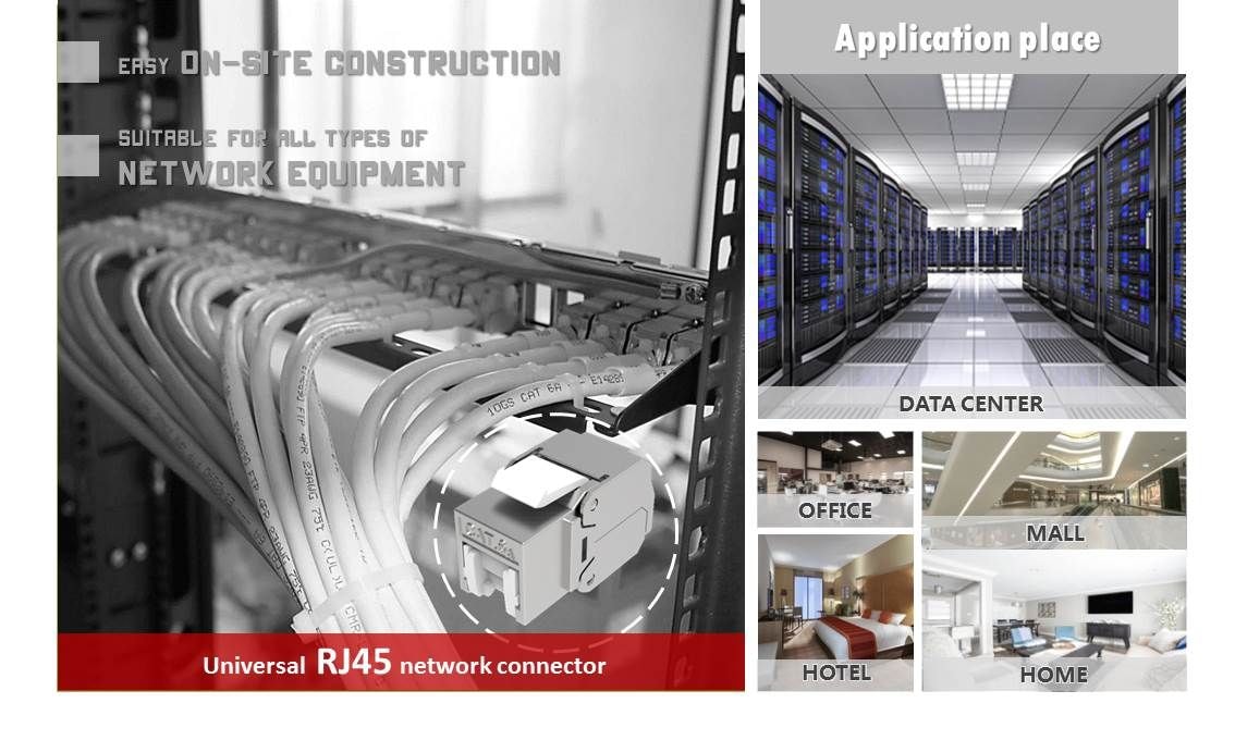 Aplicaciones de conector ethernet sin herramientas Cat.6a