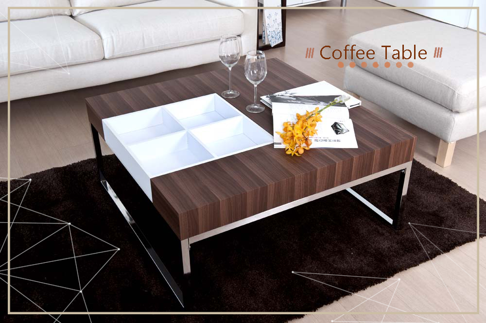 Walnut Coffee Table With Reversible Decorative Tray Slicethinner