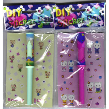 DIY sticker pen, ball pen, pen, children stationery, stationery, premium, gift, promotion pen,