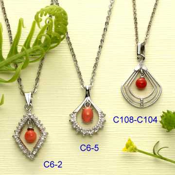 Fashion Jewelry-Coral Pendant with Chain (Necklace)