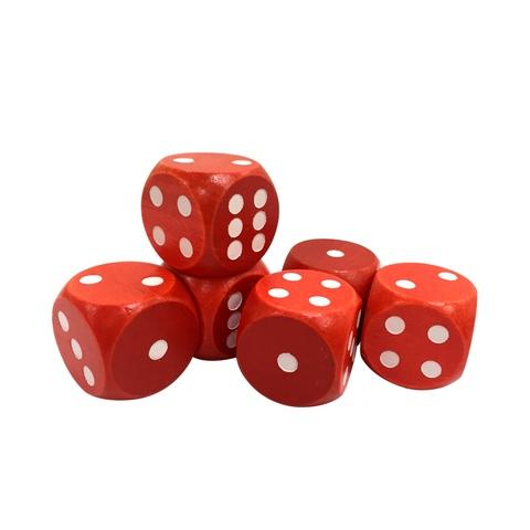 25mm  white dot , red color round corner wooden dice  