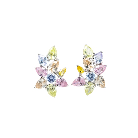 Fancy Pear Cut Post Back Multicolor Earring