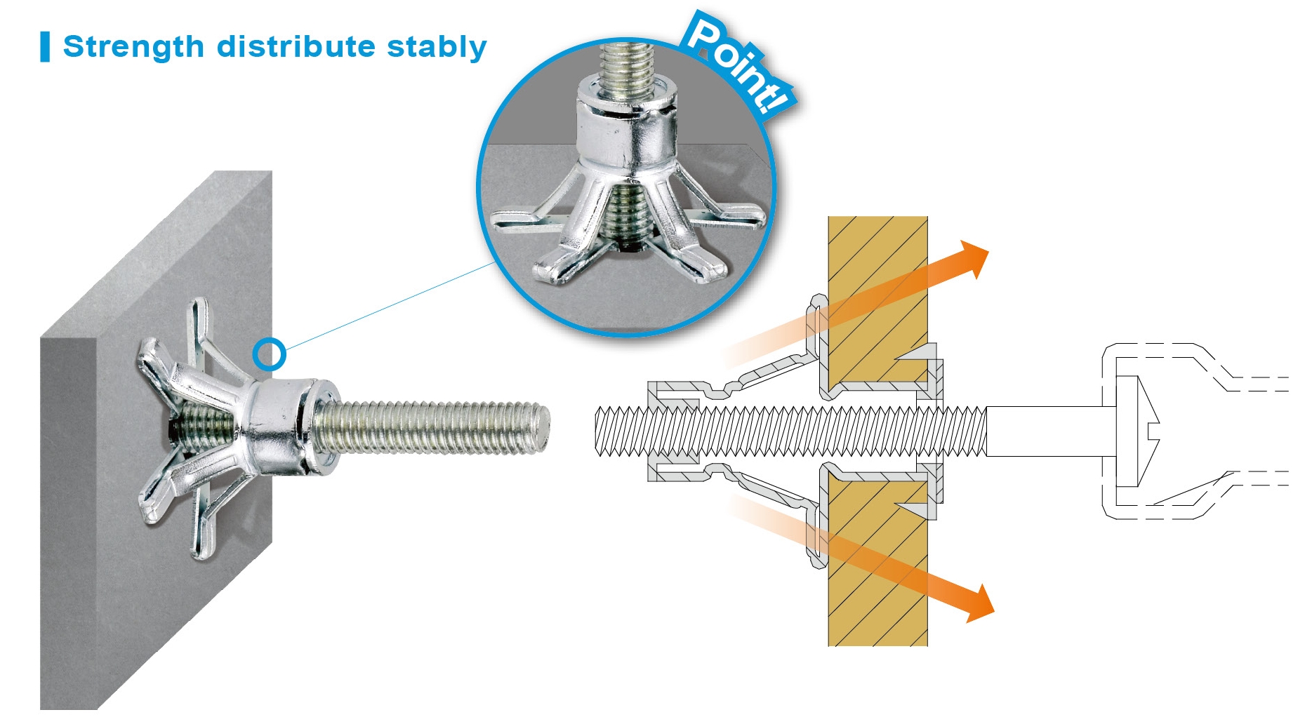 Hollow wall anchor bolts easy fix Galvanized Metal