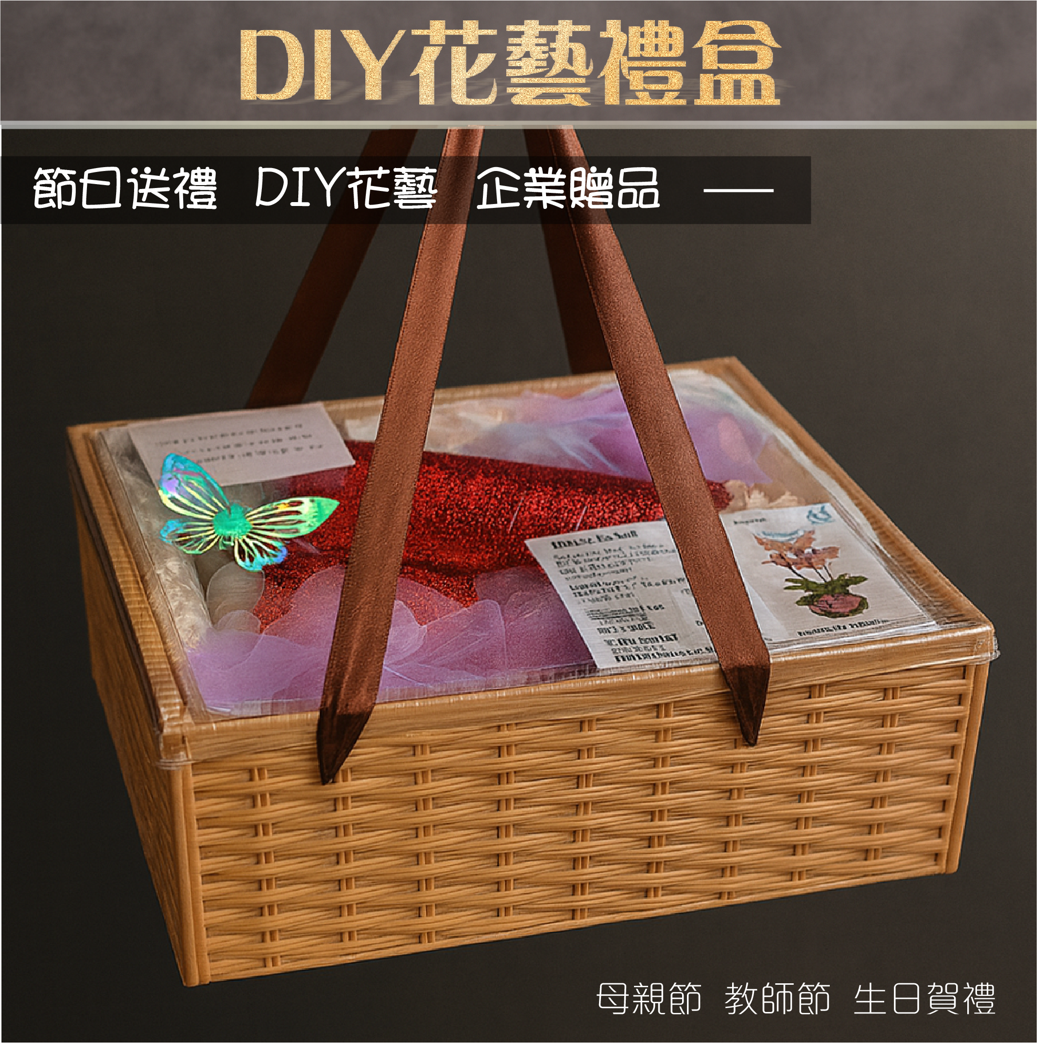 緋紅蘭花盆栽示意