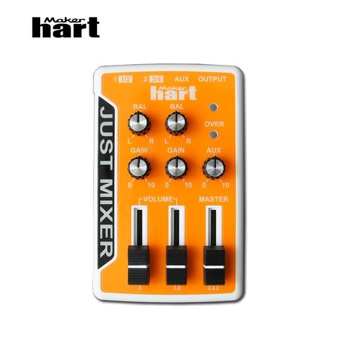 JUST MIXER Audio Mixer - Battery/USB Powered Portable Pocket Audio Mixer w/  3 Stereo Channels (3.5mm) Plus On/Off Switch/Orange