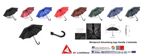 Windproof Advertising logo Handle J Umbrella