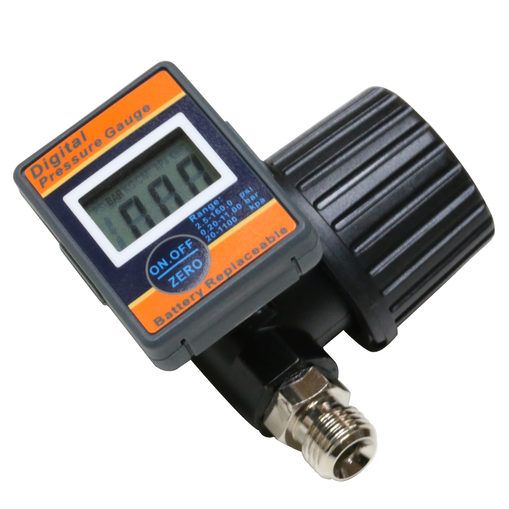 LEMATEC 1/4" Digital Adjustable Flow Regulator With Pressure Gauge For Spray Gun Air Tools