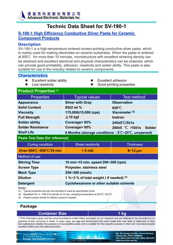 Conductive Silver Paste for Ceramic Component