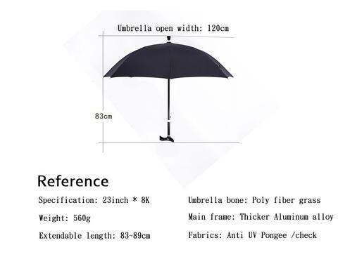 Adjustable Walking Stick umbrella / Cane Umbrella (Height Adjustable)