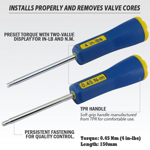 4 in-lbs FIRSTINFO Tyre Valve Core Auto Click Torque Remover//Installer Screwdriver 0.45Nm