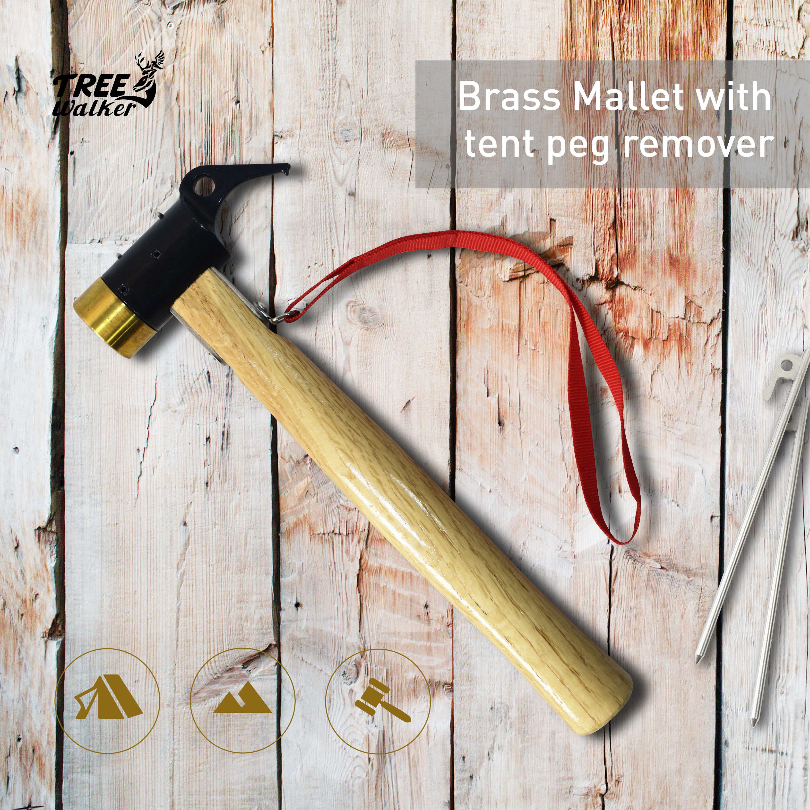 Brass Mallet with tent peg remover,camping,109020