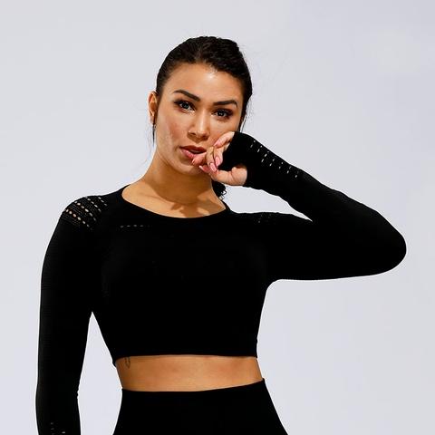 long sleeve crop top for gym