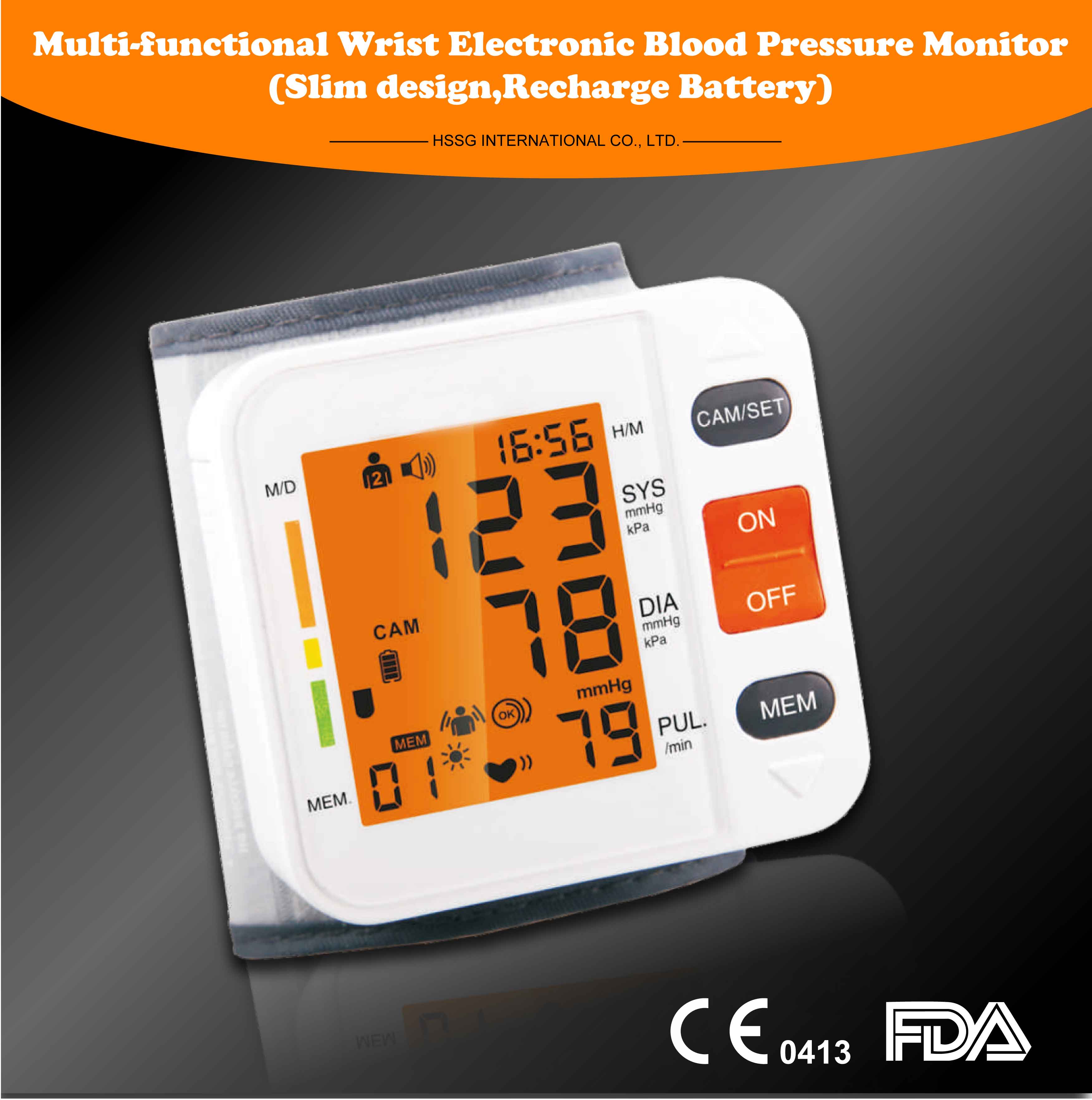 Multi-functional Wrist Electronic Blood Pressure Monitor(Slim design ...