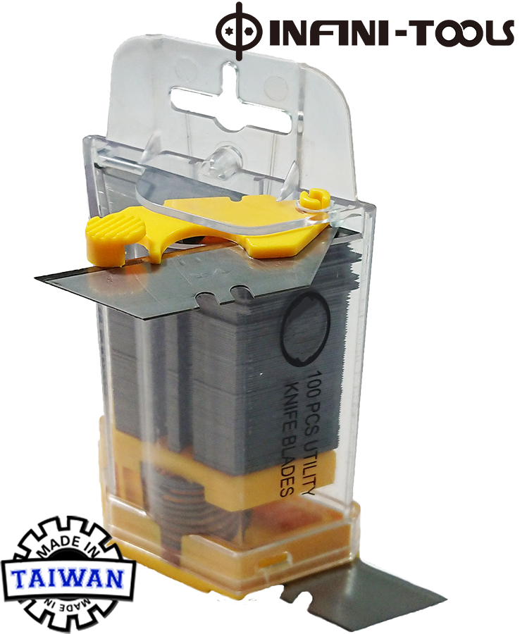 100 pcs Heavy Duty Utility Knife Blade Dispenser Set with Recyclable Blade Storage