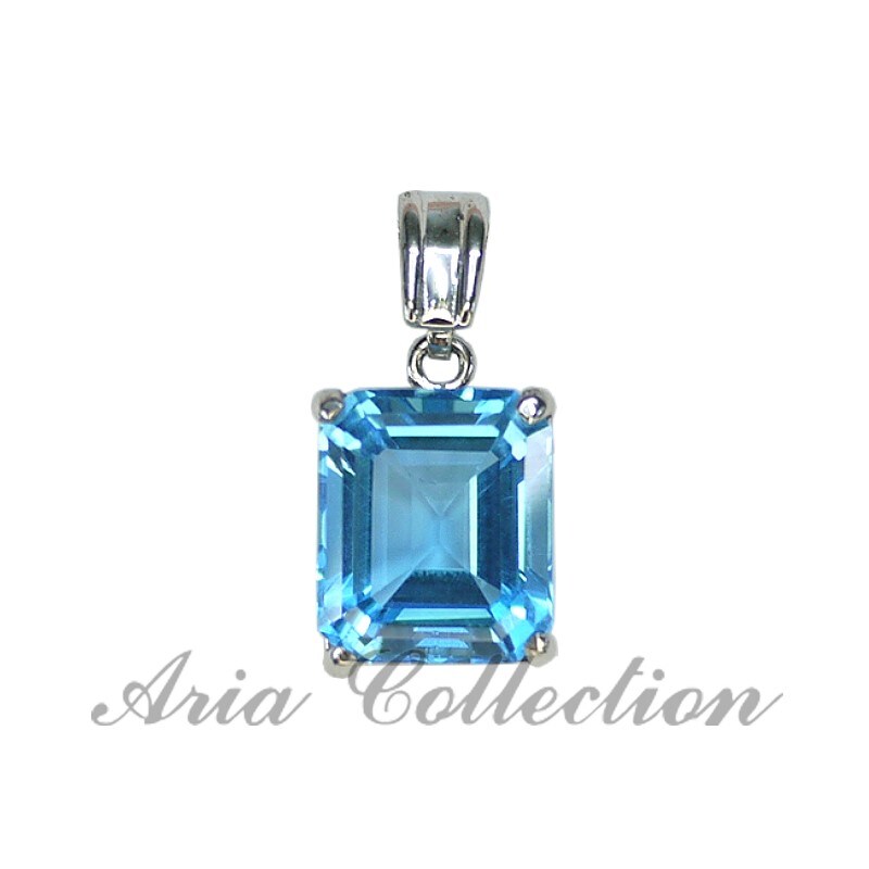 Blue topaz rectangle shape 14K gold pendant | Taiwantrade