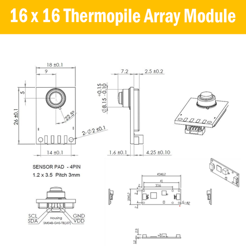 Thermopile Infrared (IR) Sensor Module Diemension