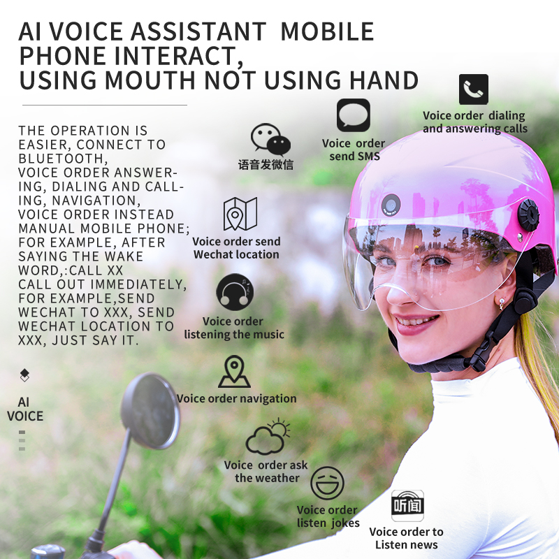 AI Voice Assist Dual Camera Bluetooth Safety Smart Helmet 