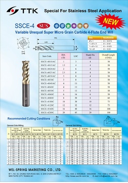 Unequal-flute Super Micro Grain Carbide End Mill specially for Stainless Steel application