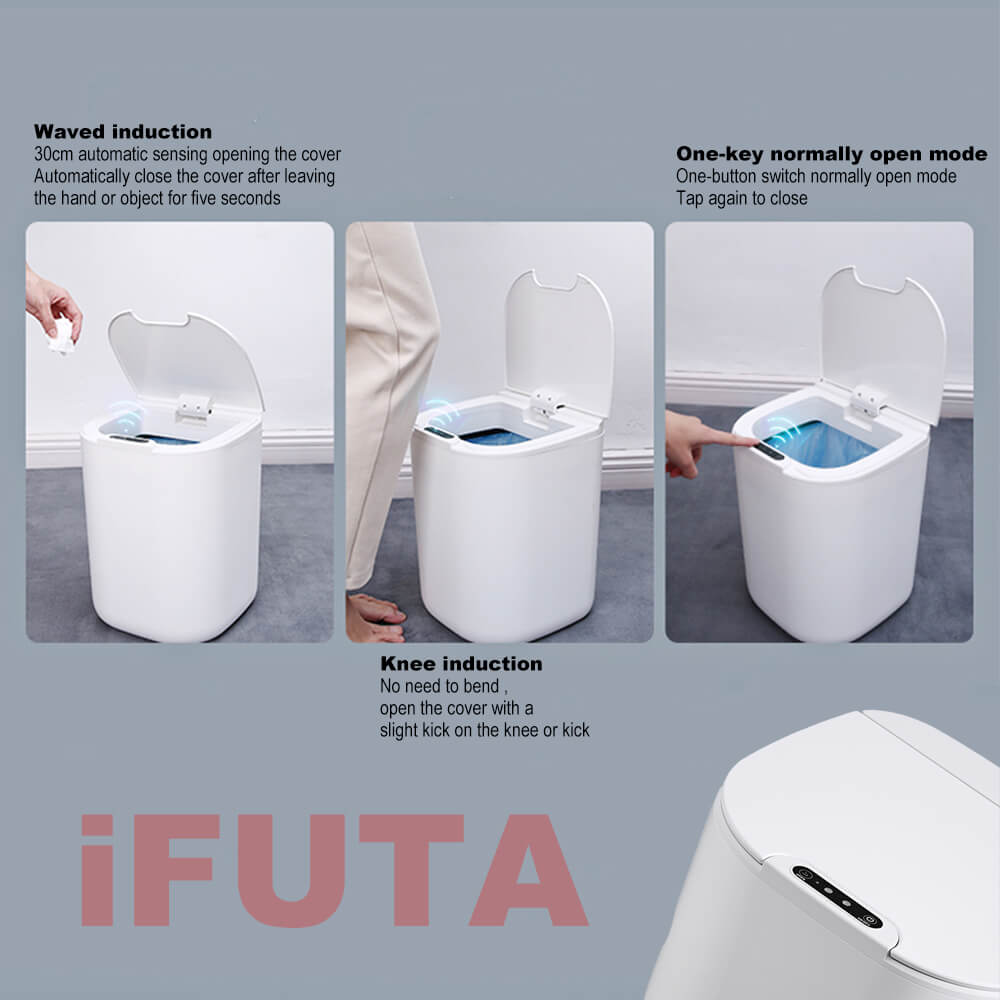 10L imitation Wood Smart Sensor Trash Can Touch Free Automatic Sensor  Kitchen Waste Bins With Trash Bags/30 Bathroom Trash Can