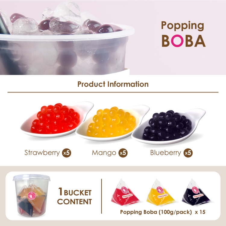 New Invented Triangular Pack Fruit Flavor Popping Boba With Real Juice ...