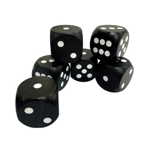 25mm white dot, black color round corner wooden dice