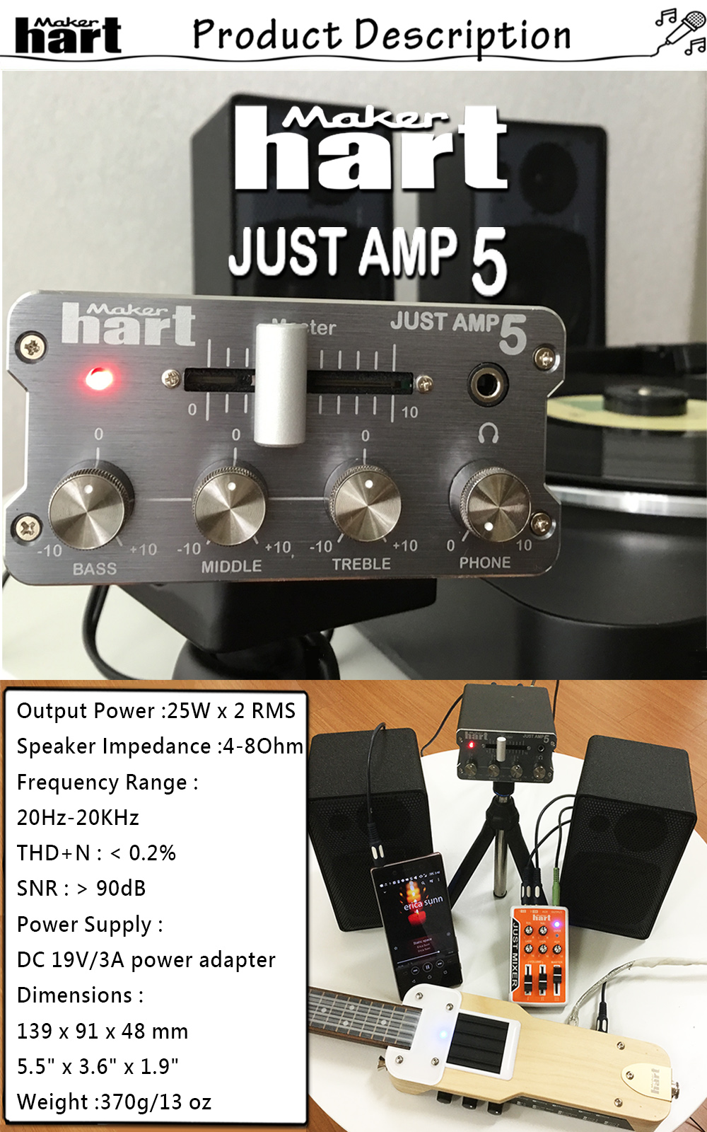 High Quality Audio Amplifier With RCA Terminal For Phono Input Sound