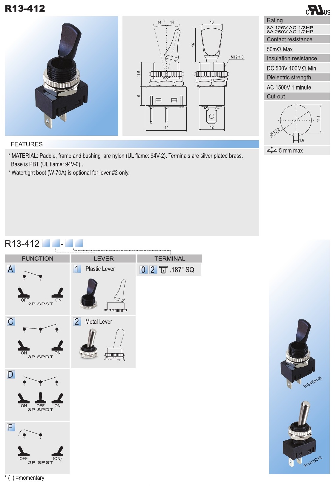 Toggle Switch AC SCI R13 412 Taiwantrade