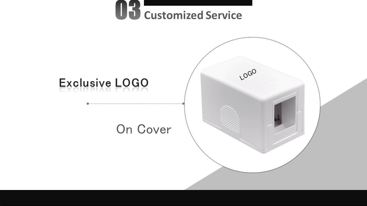 Le logo imprimé personnalisé sur la boîte de prise Keystone réseau