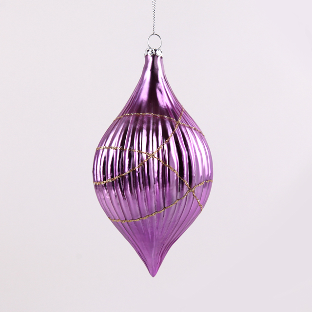 Blown Glass Ornament Ball, Pink Glass Christmas Tree Ornaments, Onion