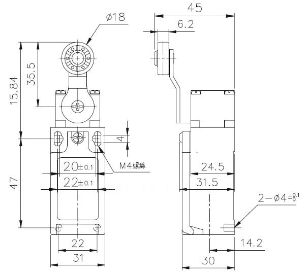 小型立式限動開關TZ-9404