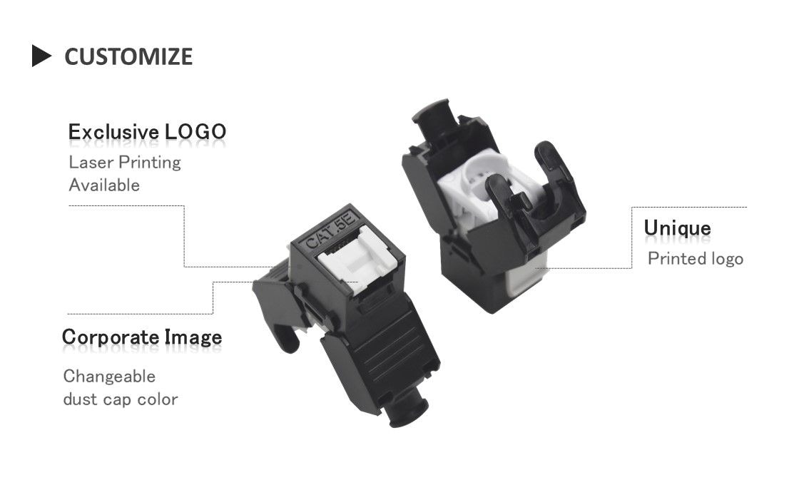 180 ° CAT 5E UTP-Ethernet-Keystone-Modul OEM-Verfügbarkeit