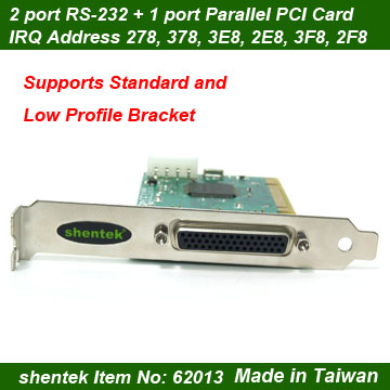 2 port RS232 1 port Parallel PCI Card Low profile bracket