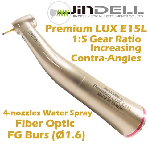 Premium LUX E15L- 1:5 GEAR RATIO FIBER OPTIC  INCREASING CONTRA- ANGLES