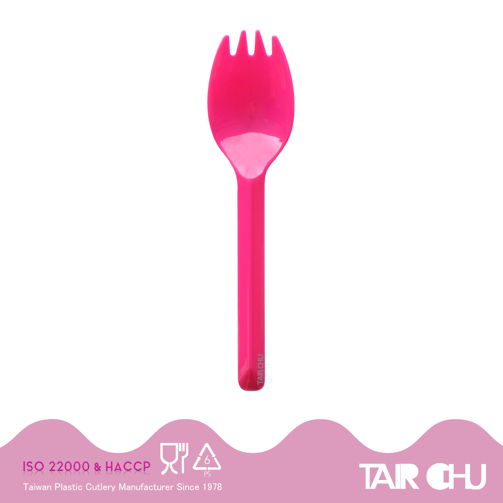 13cm PS Pink Cake Spork/ Food Spork Made By Taiwan Factory TAIR CHU