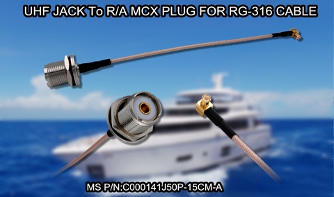 UHF JACK BULKHEAD To R/A MCX FOR RG-316 CABLE