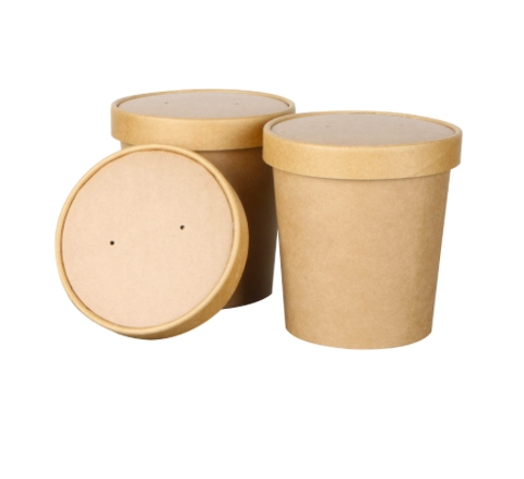 Download Disposable Food Container Waterproof And Grease Proof Brown Kraft Paper Soup Bowl With Paper Lid Taiwantrade Com