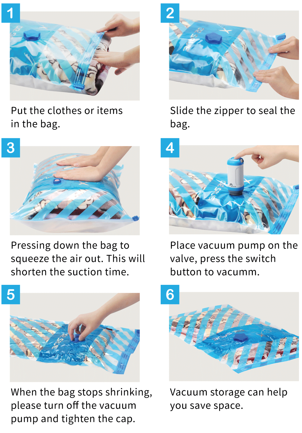 Vacuum Storage Bag, Portable Travel Bag Clothes Storage Bag