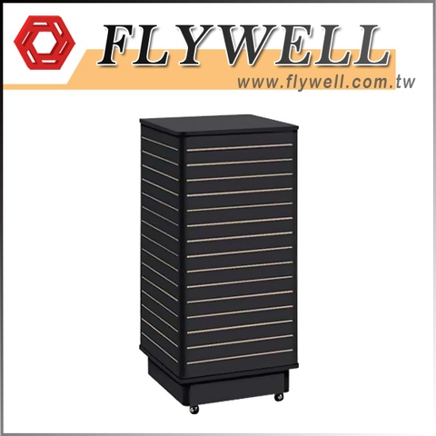 Slatwall Wood Display Tower with Rolling Base