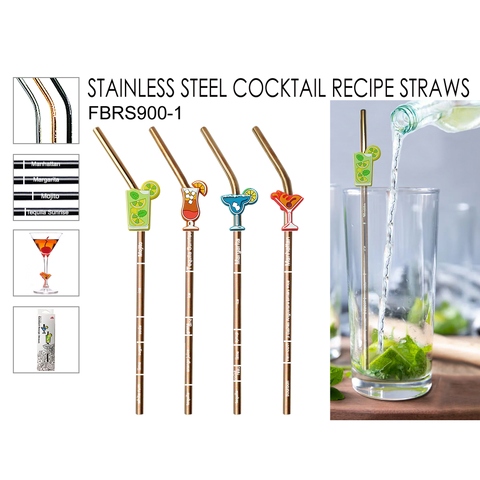 STAINLESS STEEL COCKTAIL RECIPE STRAWS FBRS900-1