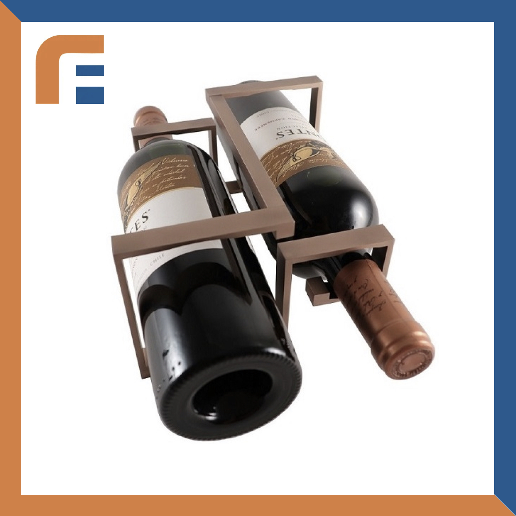 Square 2Bottle Wine Rack Holder