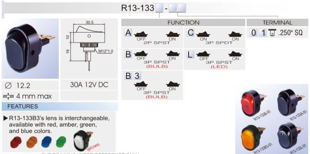 Rocker Switch DC SCI R13 133 Taiwantrade