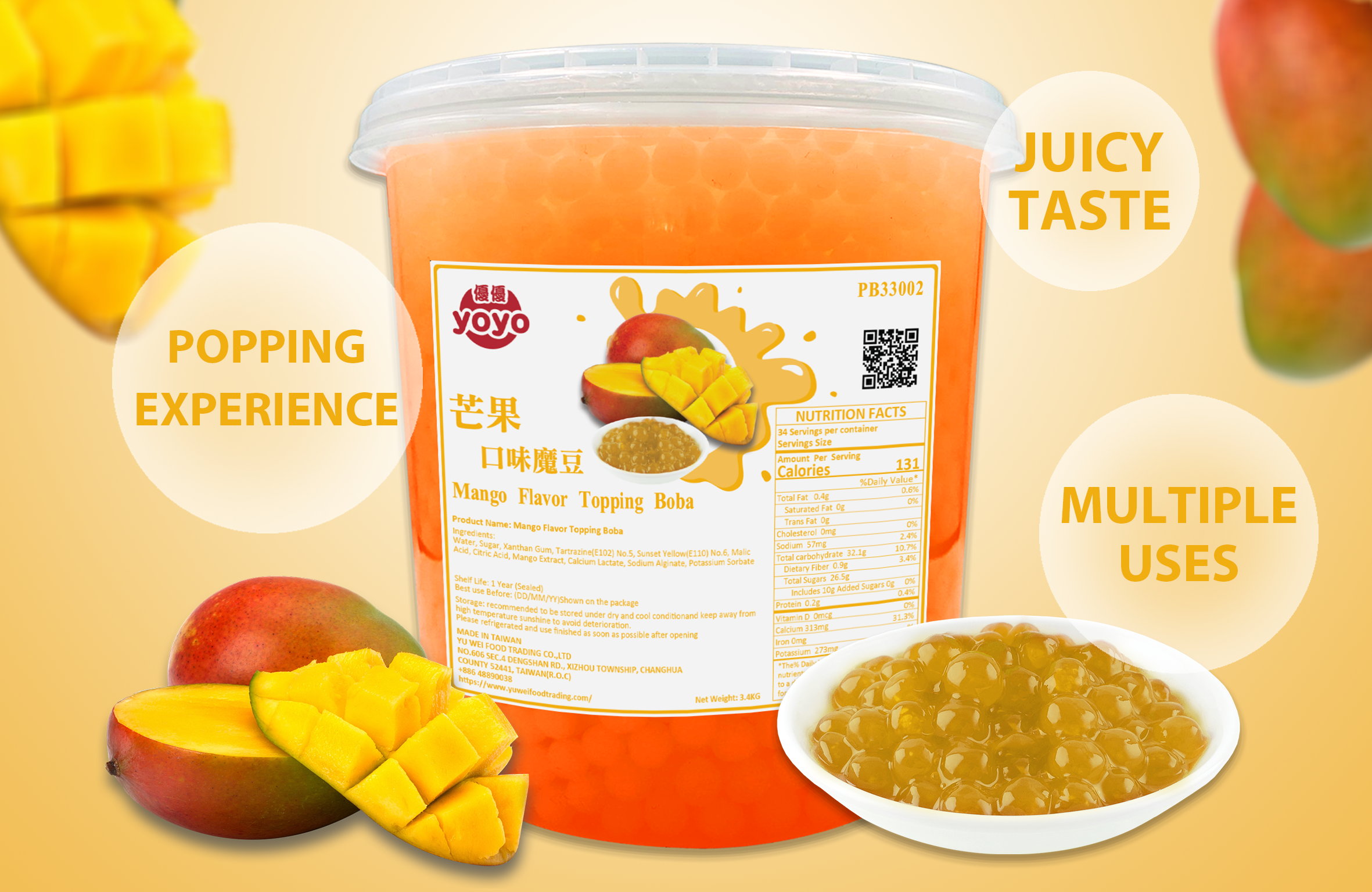 Mango Flavor Topping Boba YU WEI FOOD TRADING CO., LTD