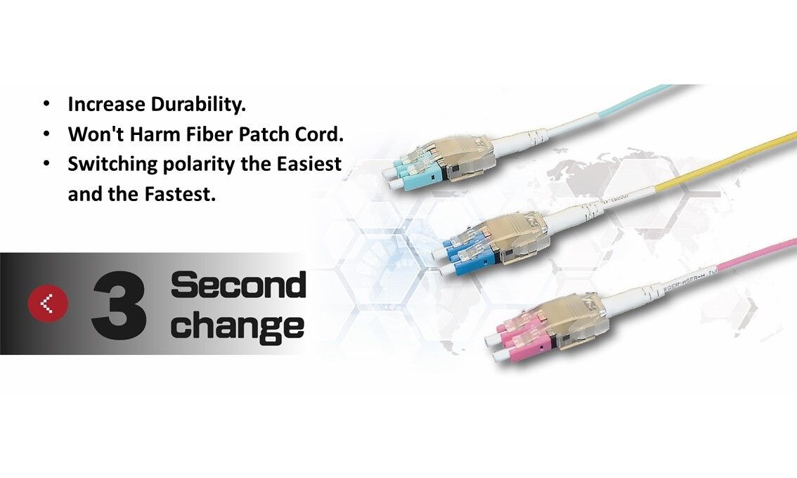 El cable de conexión de fibra dúplex LC-LC monomodo Easy-Ex solo necesita 3 segundos para cambiar la polaridad. No dañará el cable de conexión y aumentará la durabilidad.