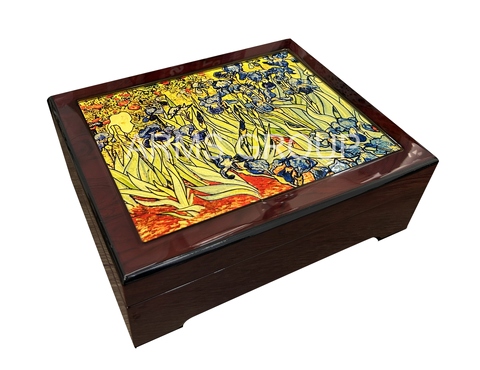 LED illuminated musical box stained glass - Iris - Vincent Van Gogh