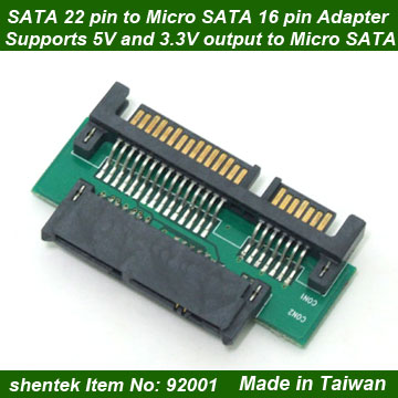 SATA 22 pin to 3.3V/5V Micro SATA 16 Pin Adapter