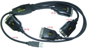 USB to 4 Ports RS-232 (DB-9) 75 cm Cable (FTDI IC)