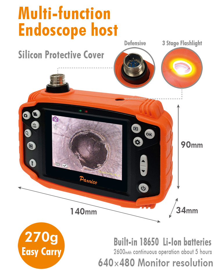 6mm Video Inspection Endoscope Dual Lens Borescope Camera Front and Side Inspection Camera Borescope