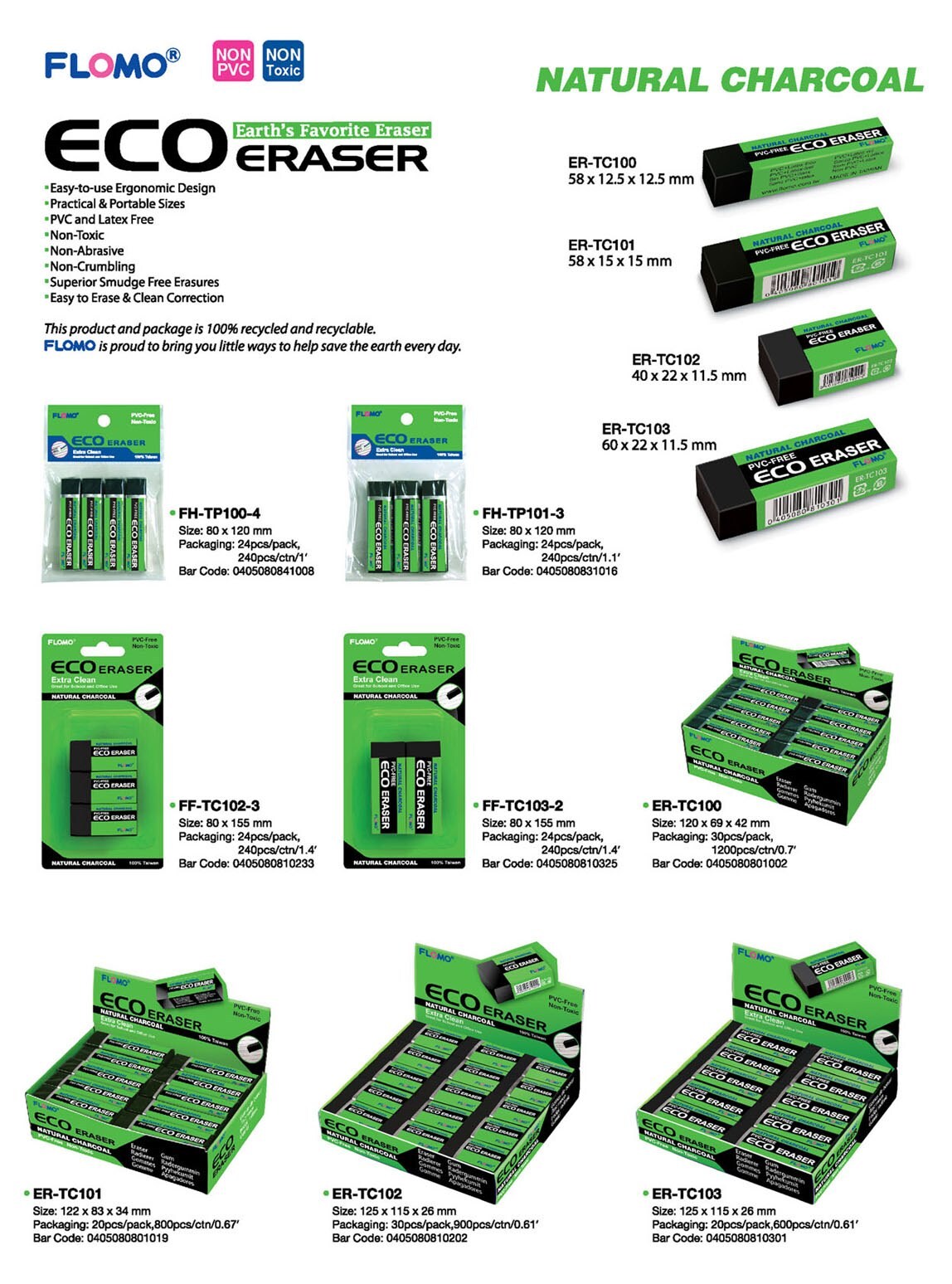 Easy to Use PVCFree EcoFriendly Eraser