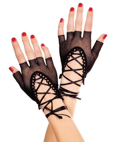 Fishnet lace up warmers