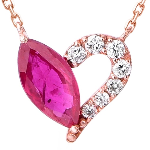 10K Rose Gold Ruby Necklace